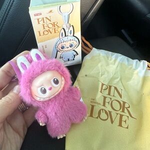 Pink Q Pin for Love Mini Labubu The Monsters
Plush Keychain 
New never used